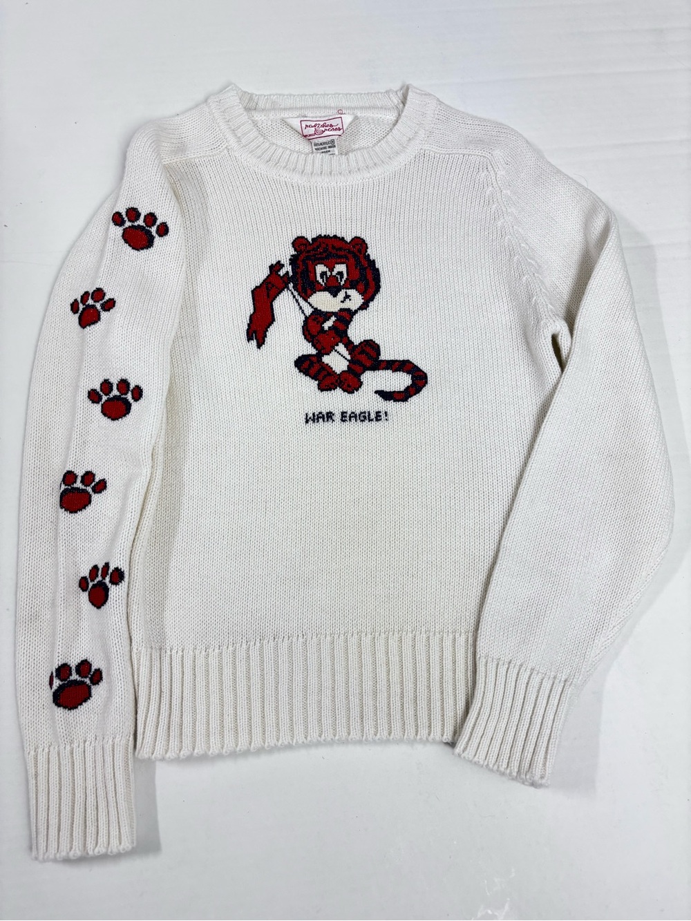 Vintage Nostalgic Auburn Tiger Needlepoint  'War Eagle' Sweater Small
